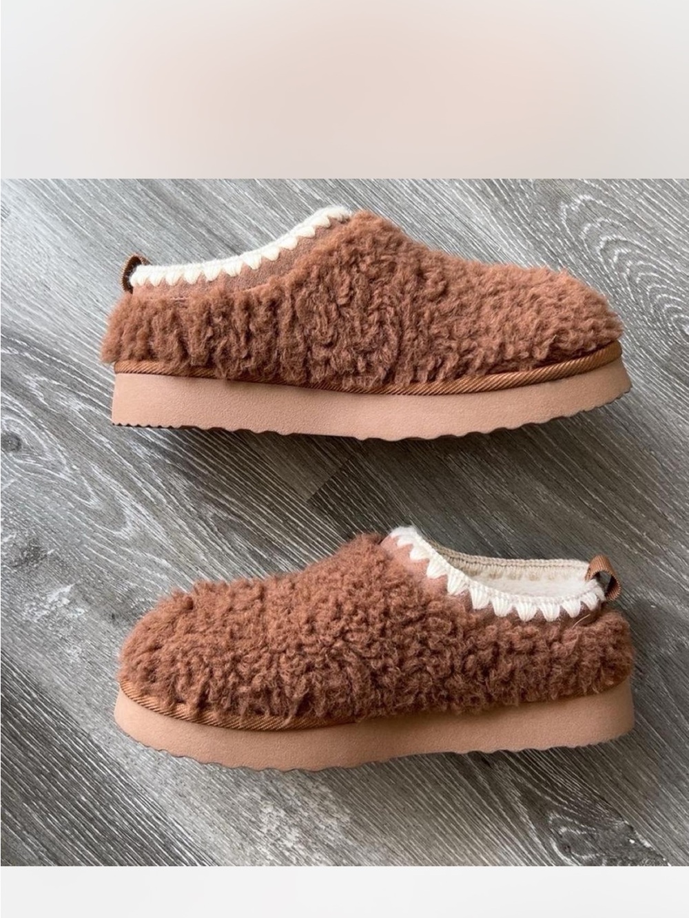 Auden Brown Fuzzy Sherpa-Lined Mules